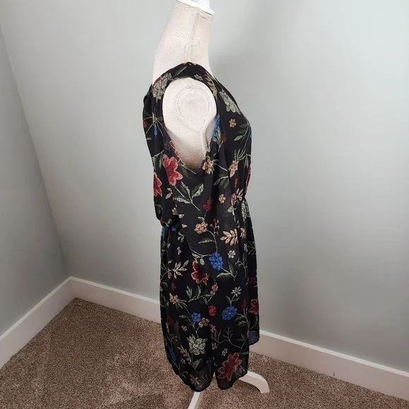 Signature Collection Women’s Chiffon Cold Shoulder Floral Dress Size Large - Picture 3 of 9